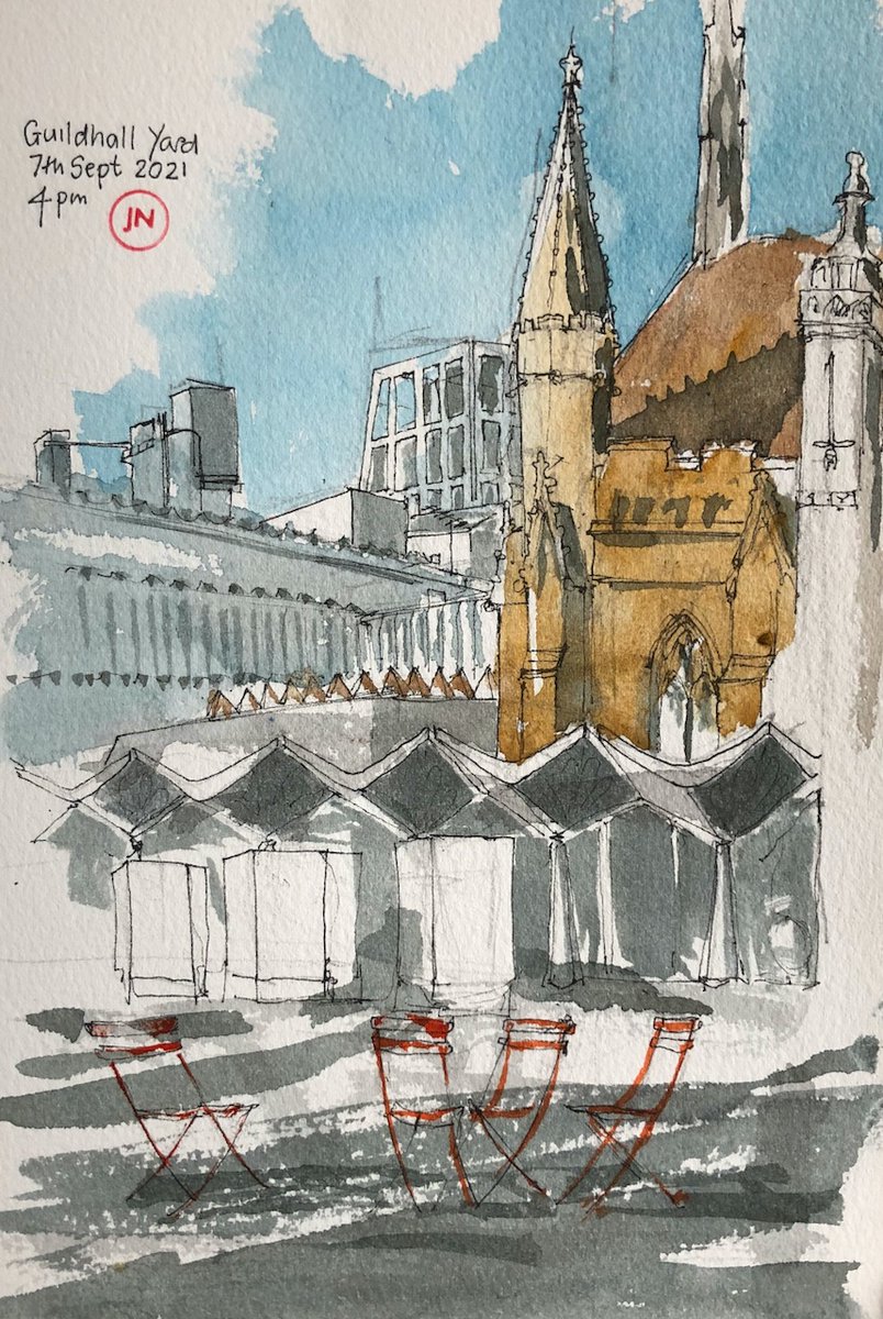 Here is a sketch of the Guildhall Yard, City of London, showing the West Wing by Richard Gilbert Scott.
More on my web post: janesketching.com/2021/09/10/gui…

#CityofLondon #guildhall #penandwash #sketchbook
<a href="/UrbSketchLondon/">UrbanSketchersLondon</a> <a href="/urbansketchers/">urbansketchers</a> #urbansketchers #london #architecture