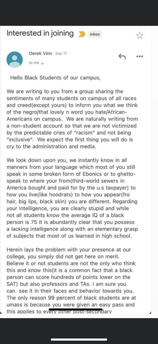 freehaiti on Twitter: &quot;What it&#39;s like to be black at Umass Amherst. You mind your business then get emails like this… &quot;