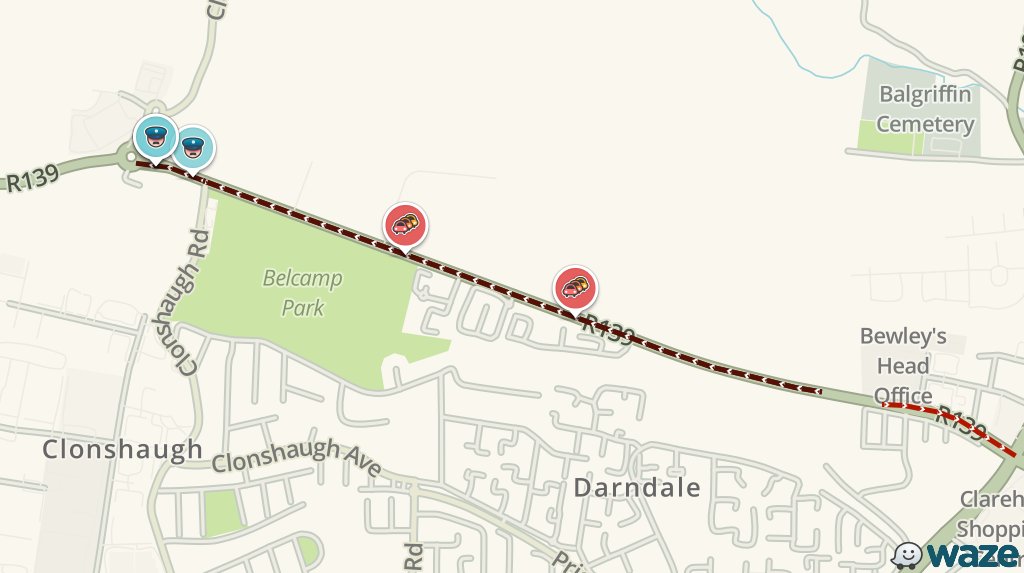 WazeTrafficDUB's tweet photo. UPDATE: R139 near R139 still jammed. Will add 21m to your drive #dublintraffic https://t.co/xsglTSaVbR https://t.co/wusDWUl11R