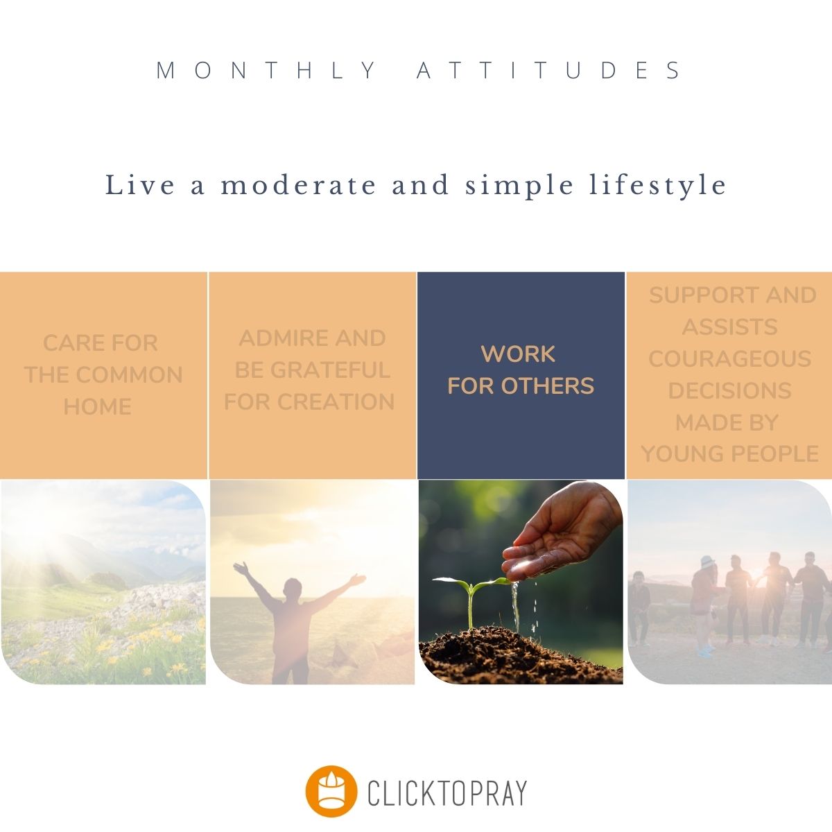 clicktopray_en's tweet photo. Remember today that Francis invites us this month to change in favor of a simple lifestyle. Prayer is a sure source of enacting this transformation within us. Where do I find the Father's tenderness in creation?
#ChangeOurLifestyle #TimeForCreation https://t.co/wEgQfTNI3B