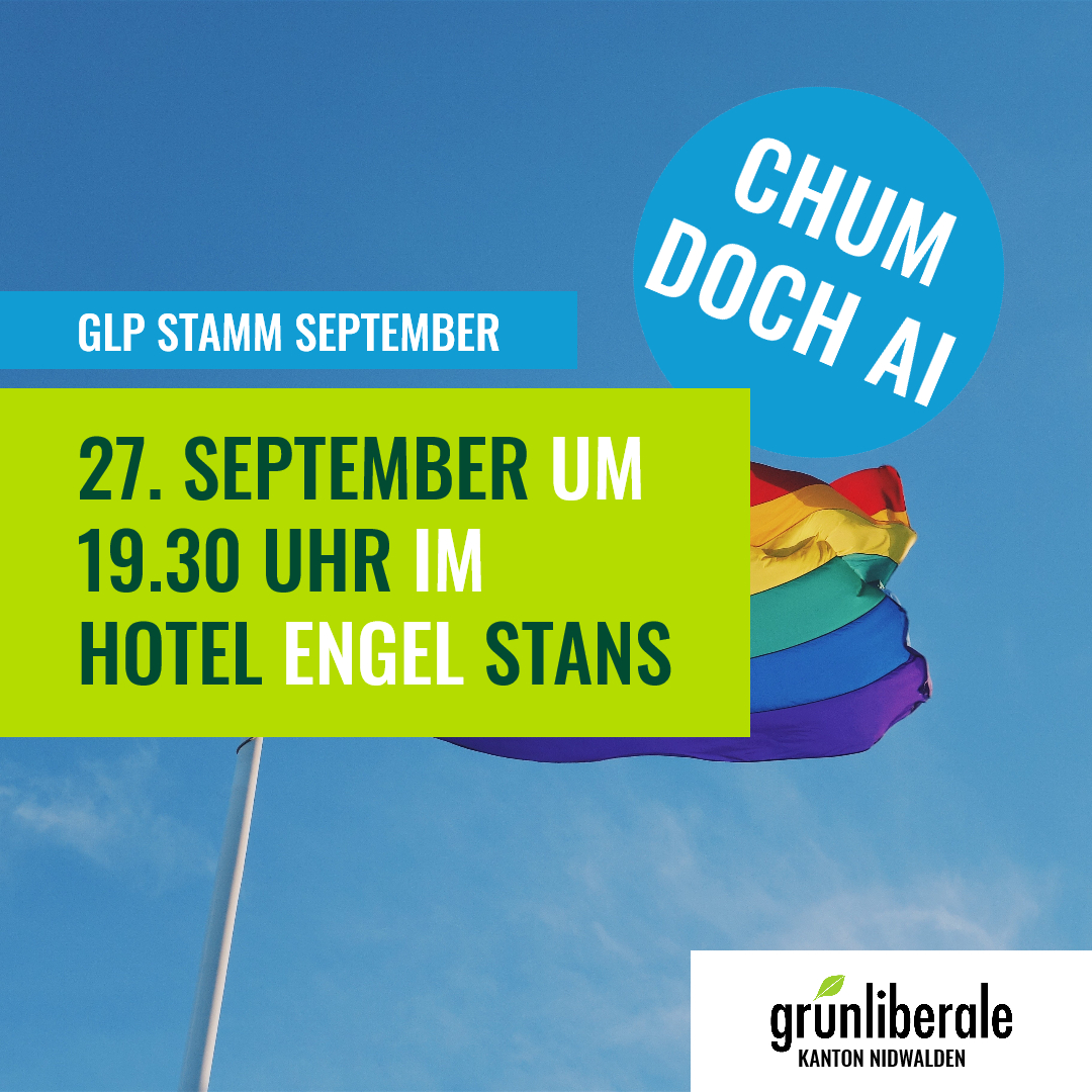 glp_nw's tweet photo. Den ersten Stammtisch am 27. September 2021 widmen wir den Abstimmungsresultaten vom Vortag über die #Ehefueralle für alle und die 99% Intiative sowie dem Gesamtverkehrskonzept #Nidwalden - Komme vorbei und bringe jemand mit - Es ist Zeit #Nidwalden zu verändern. https://t.co/IQoBW82x2b