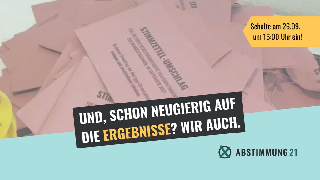 openPetition (@openpetition) on Twitter photo Am Sonntag, den 26.09., stellt <a href="/abstimmung21/">ABSTIMMUNG21</a> endlich die Zwischenergebnisse der ersten bundesweiten Volksabstimmung vor! 🥳🗳️ Schalte ab 16:00 Uhr ein, um live dabei zu sein: 📼x.com/i/broadcasts/1…
Wir freuen uns auf euch! Am Sonntag, den 26.09., stellt <a href="/abstimmung21/">ABSTIMMUNG21</a> endlich die Zwischenergebnisse der ersten bundesweiten Volksabstimmung vor! 🥳🗳️ Schalte ab 16:00 Uhr ein, um live dabei zu sein: 📼x.com/i/broadcasts/1…
Wir freuen uns auf euch!