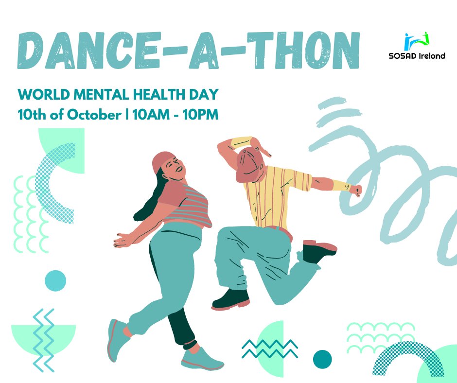 SOSAD_Ireland's tweet photo. On the 10th of October for World Mental Health Day, from 10AM - 10PM, House of Swag are doing a 12 Hour Live Stream Dance-A-Thon for SOSAD Ireland!
join us!
https://t.co/0v8iDPFfVd
#MentalHealth #MovementIsMedicine #Houseofswag #TogetherWithSosad https://t.co/ANVg7kTwy5