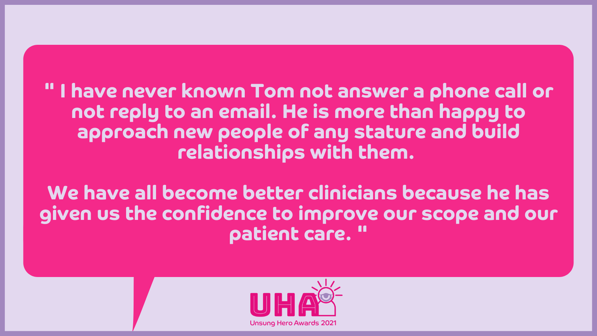 UnsungHeroAward's tweet photo. Congratulations to our #PublicChoice shortlisted nominee Tom Rollinson, Reducing Conveyance Lead at @EMASNHSTrust! π
Tom was nominated by Simon Bailey for his tireless hard work and commitment to his trust's values.
View shortlist: https://t.co/WVsepZa55m
#UHA2021 https://t.co/GCqxYU97To