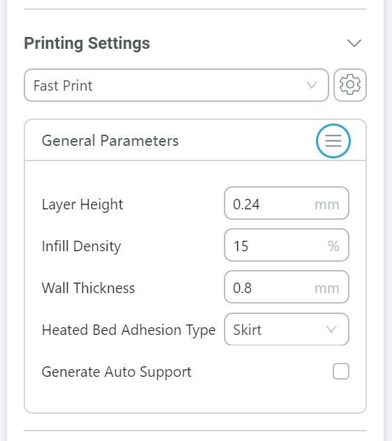 snapmaker's tweet photo. Have you noticed this new function in the latest Luban? Click the circled button in 3D printing mode to customize the parameters listed in the right column.
It would be convenient when you need to adjust certain parameters frequently. #SnapTips https://t.co/QAnwgEBNDY