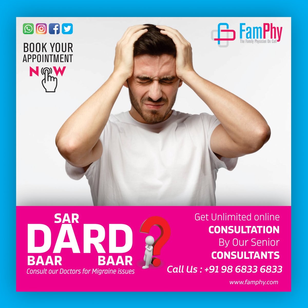 famphy1's tweet photo. Call Us : +91 98 6833 6833
Mail Us: hello@famphy.com
Visit Us: https://t.co/DVK2Ipm2HR
Stay Healthy and Strong
#migraines #migraine #chronicpain #chronicillness #migrainerelief #migraineawareness #migrainessuck #headaches #fibromyalgia #anxiety #migrainewarrior #migrainelife https://t.co/kcQNCyomle
