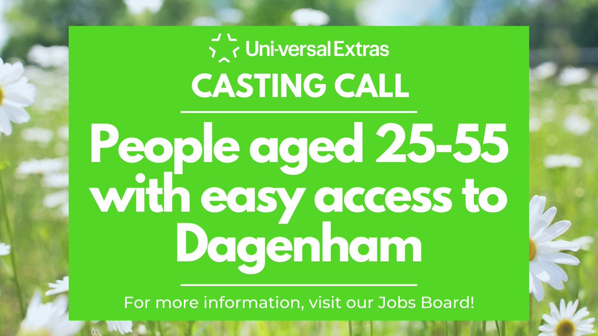 UniEXTRAS's tweet photo. Casting Call๐
For a role in a TV series, we are currently looking for people aged 25-55 who have easy access to Dagenham!
For more information and to browse our other roles, please visit the Jobs Board: https://t.co/R5OHhYM6WN
#Casting #castingcall #TV #TVextras #Dagenham https://t.co/Y90lltl8HK