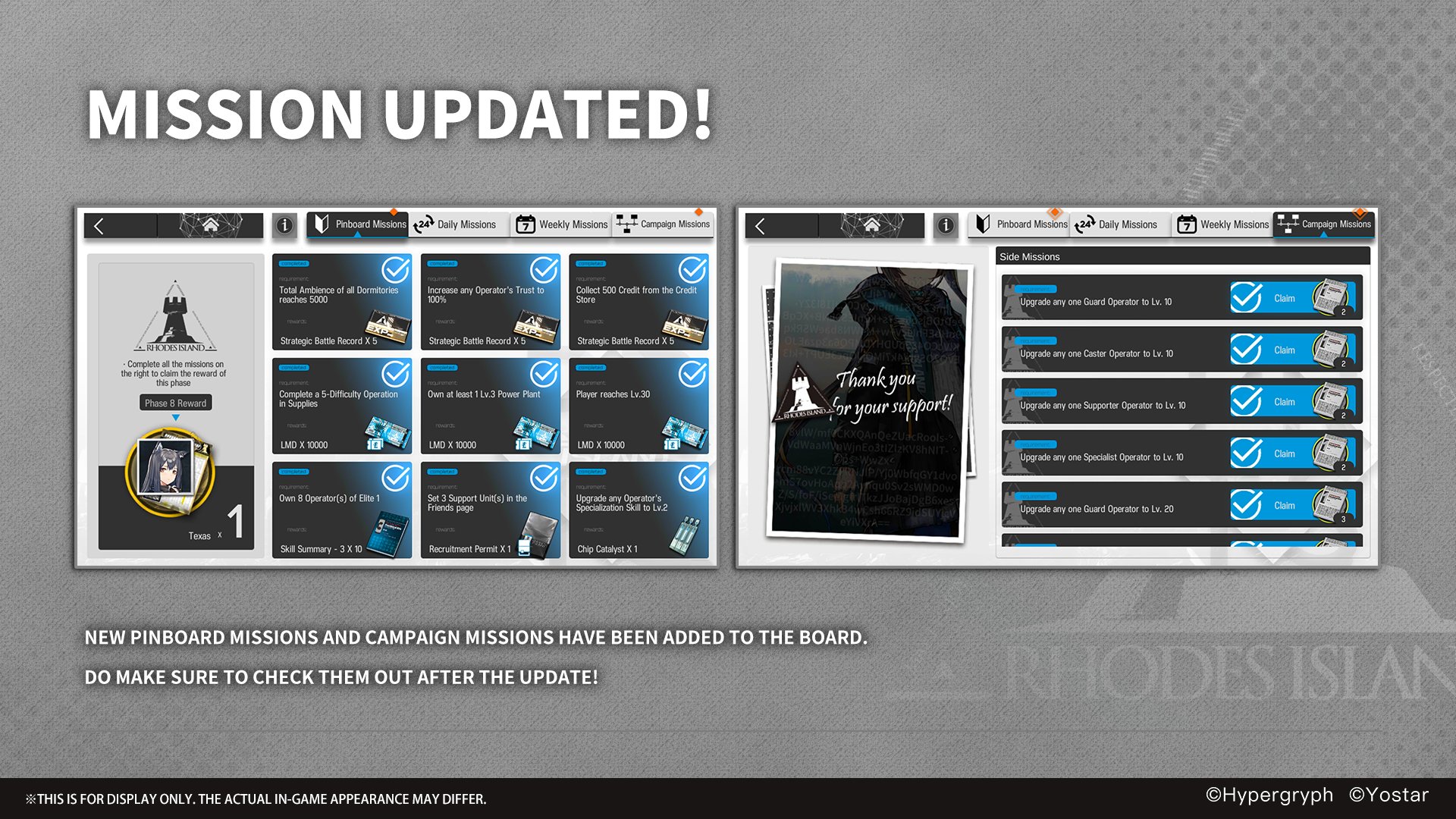 Arknights_EN on Twitter "[New Missions] In the next update, we will be