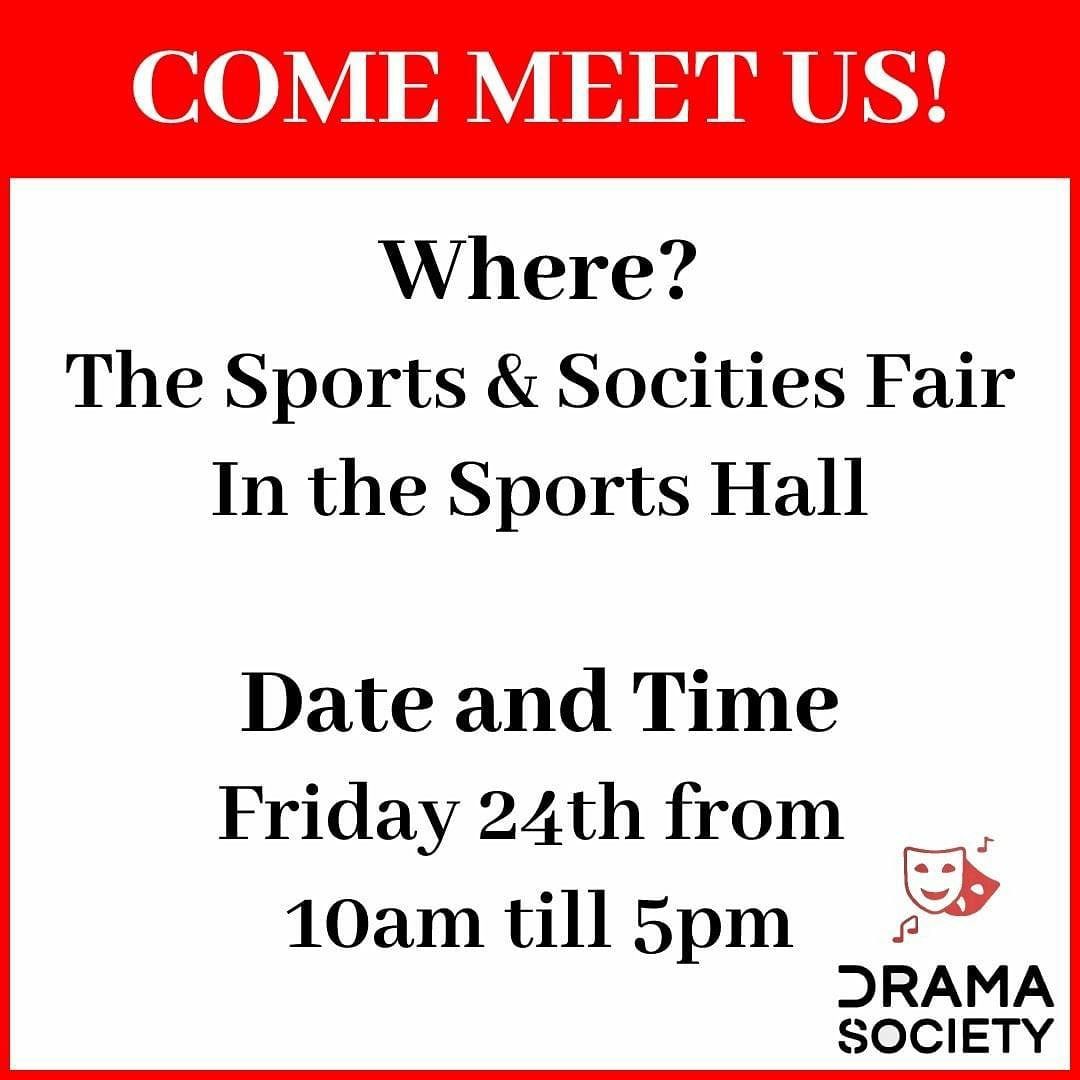 uocdramasoc's tweet photo. Today is the day make sure to head on down to the Sports and Societies Fair to meet us!!

If you have any questions feel free to message us! https://t.co/idLUWa3i67