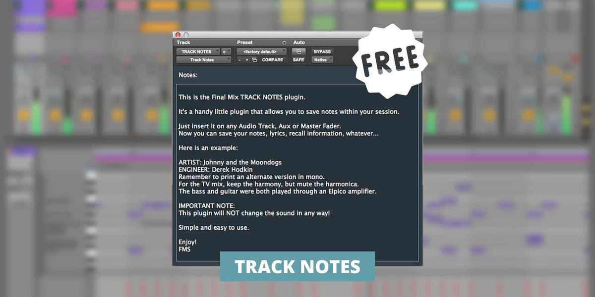 blackfoxrecords's tweet photo. Track Notes Plugin By Final Mix Software Is FREE For A Limited Time https://t.co/zEKoDR4o9h https://t.co/S1RwJwBcXy
