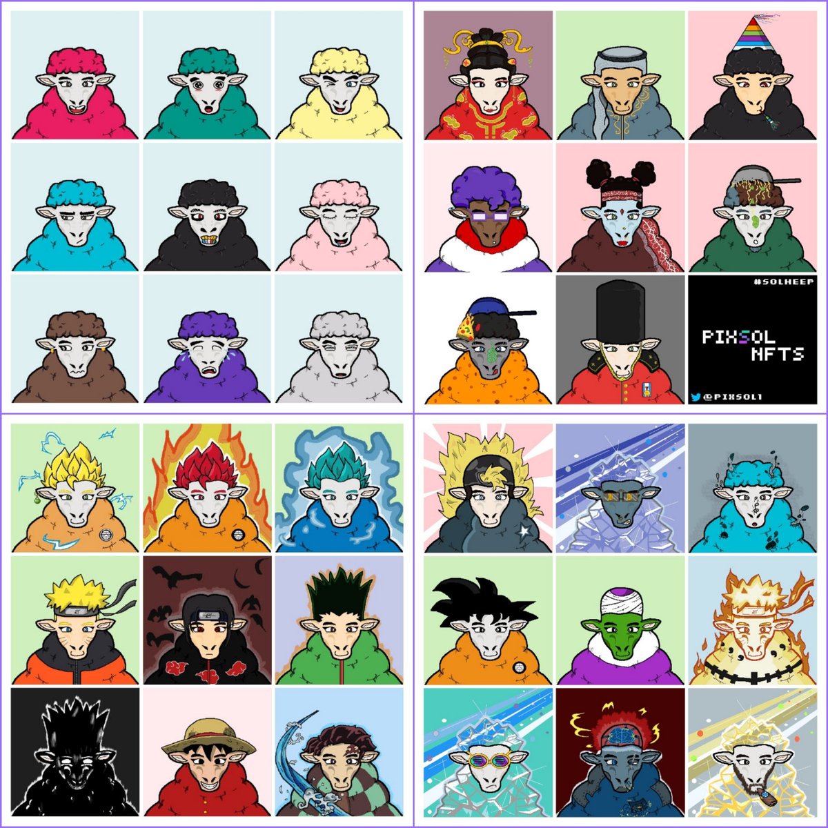 Pixsol1's tweet photo. @DropYourNFT Adopt a Solheep. Our cutesy hand-to-mouse drawn pixel art solheep are also available on open sea and need a home. Solheep span a range of categories from anime, celebrations and culture to name a few. https://t.co/IujlitT1Op #pixsol #Solheep #nft #solana #OpenSeaNFT #airnfts https://t.co/5cxlP7wAJm