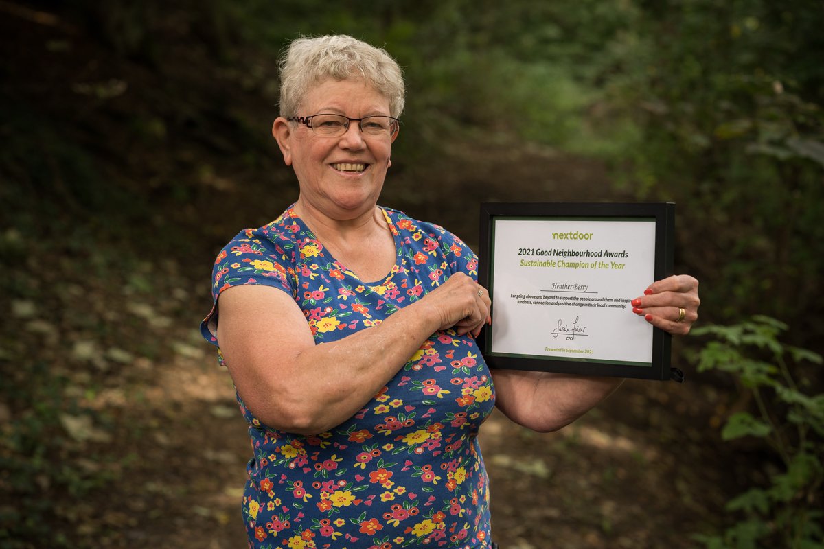 Heather Berry is our 2021 @Nextdoor_UK Neighbourhood Sustainable Champion. A Bolton local, Heather leads a variety of eco-friendly groups including Litterpickers of Bolton West and established the Harpers Lane Community Garden. Read more> tinyurl.com/26jwxymk #GNA2021