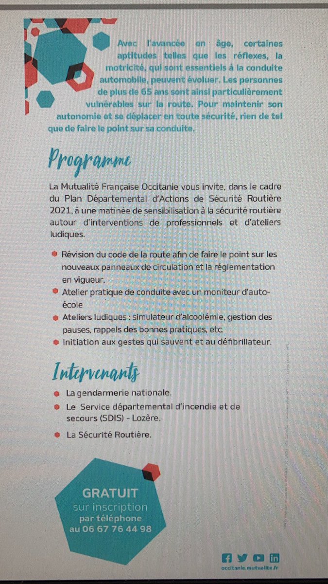 ROBERTDUBOISLau's tweet photo. En @DptLozere48 a #Badaroux le 30 septembre, le 5 octobre à @LangogneOT . Avec le service @RoutePlusSure et @Prefet_48 mais aussi @Gendarmerie_048 et @sdislozere venez réviser votre code de la route , initiez vous aux gestes d’urgence . Toujours gratuit avec @MutOccitanie https://t.co/4wWBUKLMsh