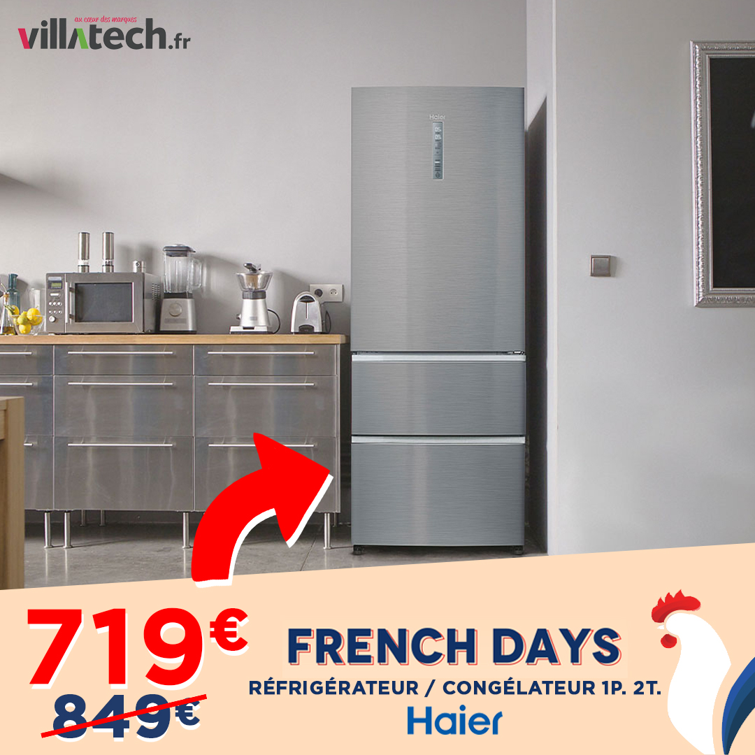 villa_tech's tweet photo. 🇫🇷 FRENCH DAYS 🇫🇷

En ces jours de French Days, retrouvez votre frigo HAIER à 719€ au lieu de 849€ sur le site Villatech ! 💵

✅ 450L
✅ 297 kWh/an
✅ Hauteur : 190.6cm

👉 https://t.co/EB7uDqkQcW 

#frenchdays #france #solde #promo #villatech https://t.co/zct6gHbHhN