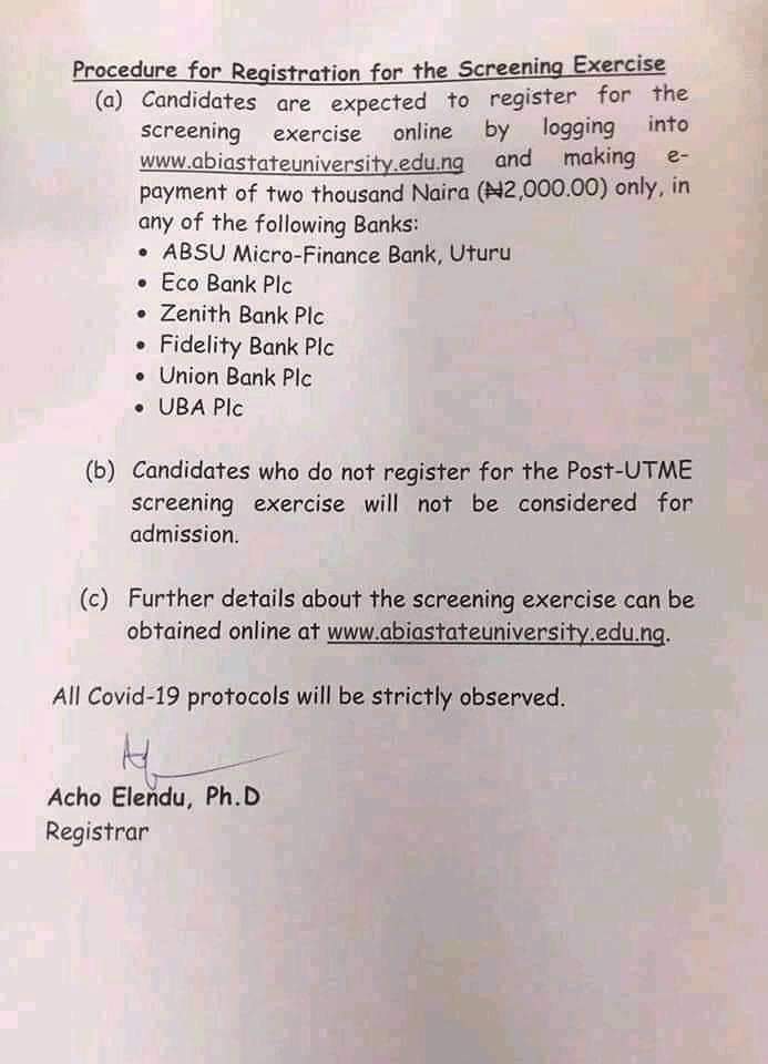 absuvilla's tweet photo. Breaking : Absu releases date for its postutme 2021.
#Absu #AbsuPostUtme2021 https://t.co/MlcVFArQlY