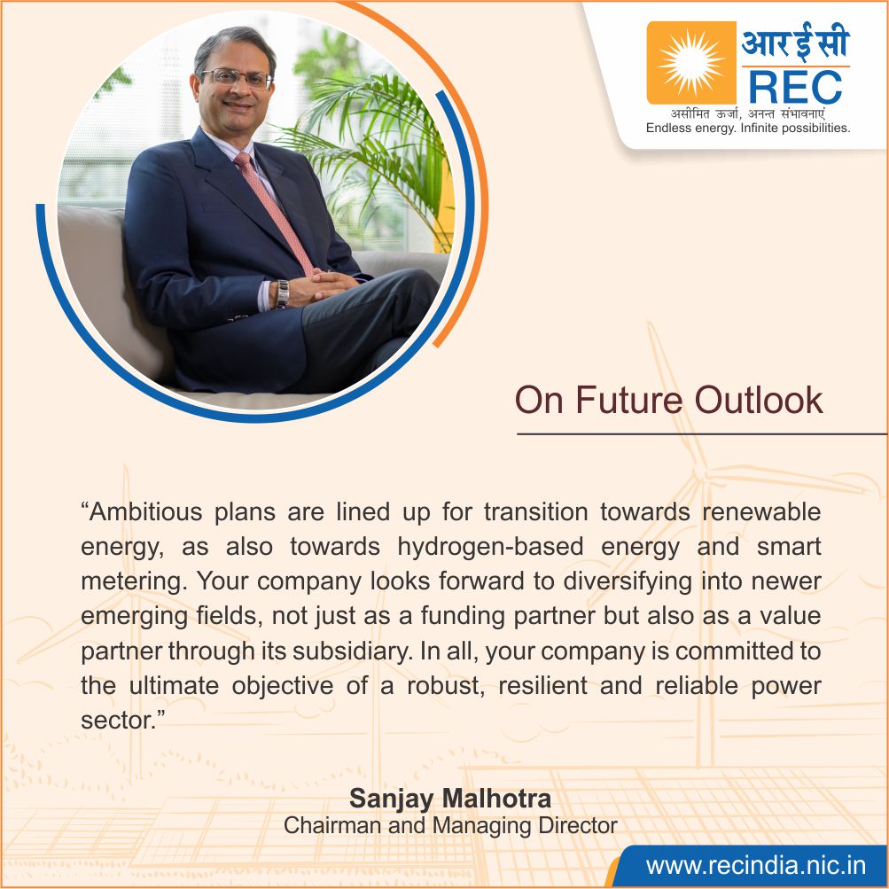 RECLindia's tweet photo. Highlights from the Chairman Mr. Sanjay Malhotra's speech at our 52nd Annual General Meeting held today👇

#AGM #FinancialNews #Investors #REC52ndAGM #AatmanirbharBharat

@MinOfPower
@OfficialRECF https://t.co/c5L5apdPqv