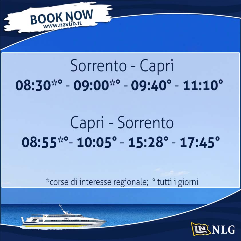NLG_IT's tweet photo. Buon Venerdi, oggi ricordiamo gli orari della linea Sorrento-Capri e ritorno attivi tutti i giorni. Per maggiori info consultate il sito https://t.co/bIY2OYMUK5 #NLGorari #sorrento #capri https://t.co/Z2BRnZvkF9