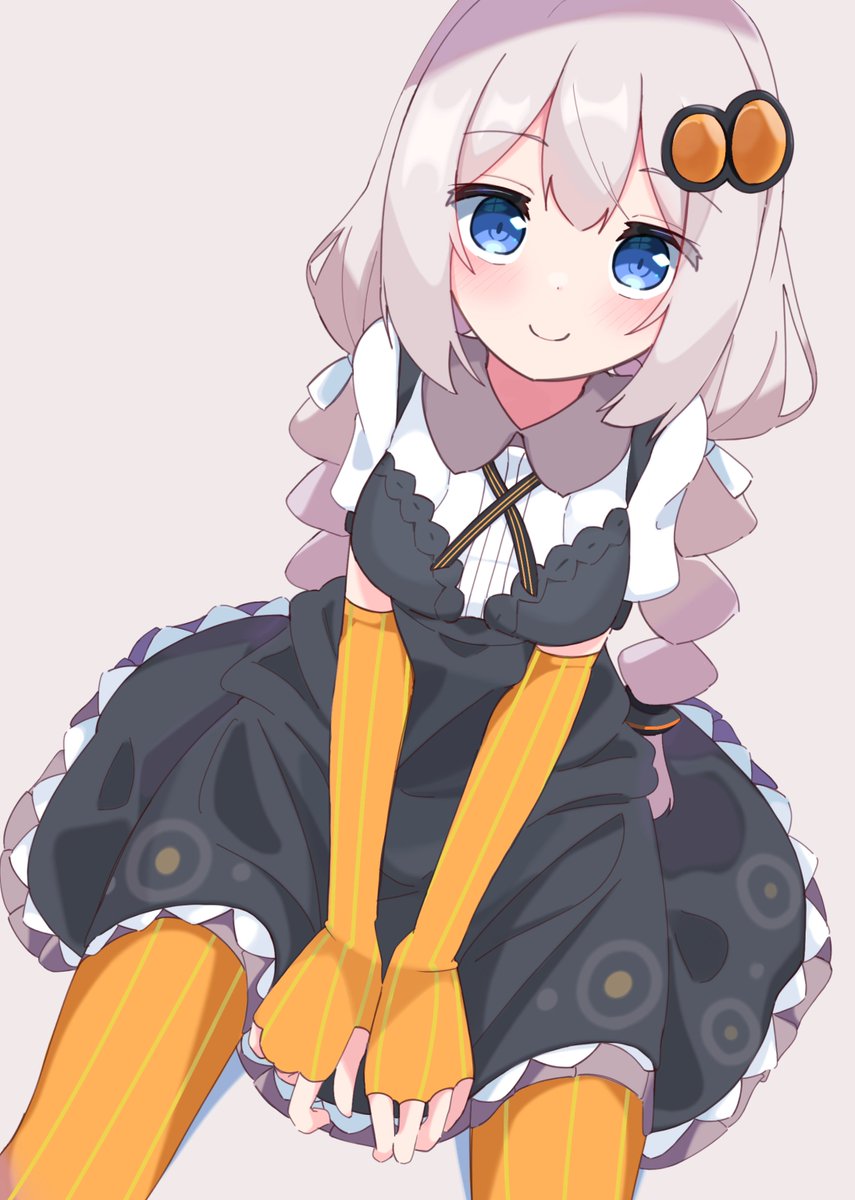 kizuna akari 1girl solo dress blue eyes orange gloves braid hair ornament  illustration images