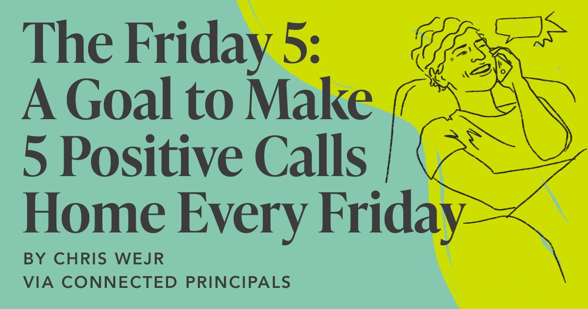 "We have implemented what we call the “Friday 5”: each and every Friday, both he and and I make 5 positive phone calls to parents of students."

(Via P <a href="/ChrisWejr/">Chris Wejr</a>) #TeachPos #LeadLAP

connectedprincipals.com/archives/2032