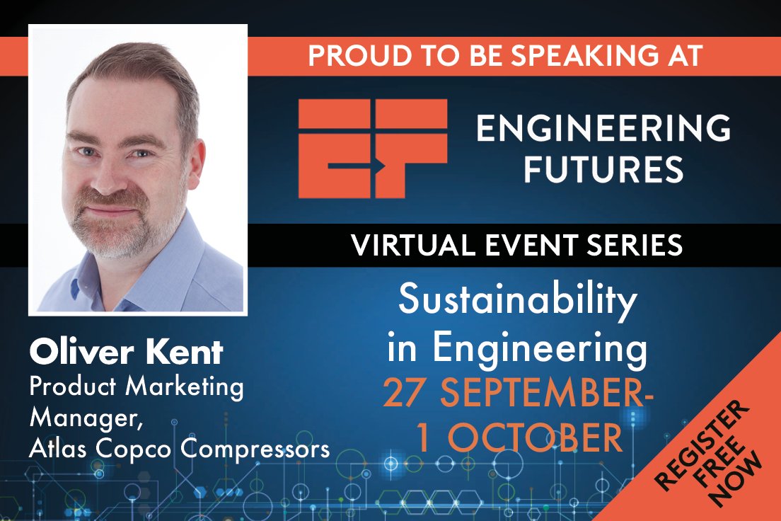 AtlasCopcoUKIRE's tweet photo. Oliver Kent, Product Marketing Manager will be presenting a webinar on how to make compressed air greener and more efficient in Engineering Futures on 29th Sept at 11am.
Register for the event here: https://t.co/s10jSTjkIM
#EngineeringFutures #Sustainability #AtlasCopcoUK https://t.co/xy6HtdVoou