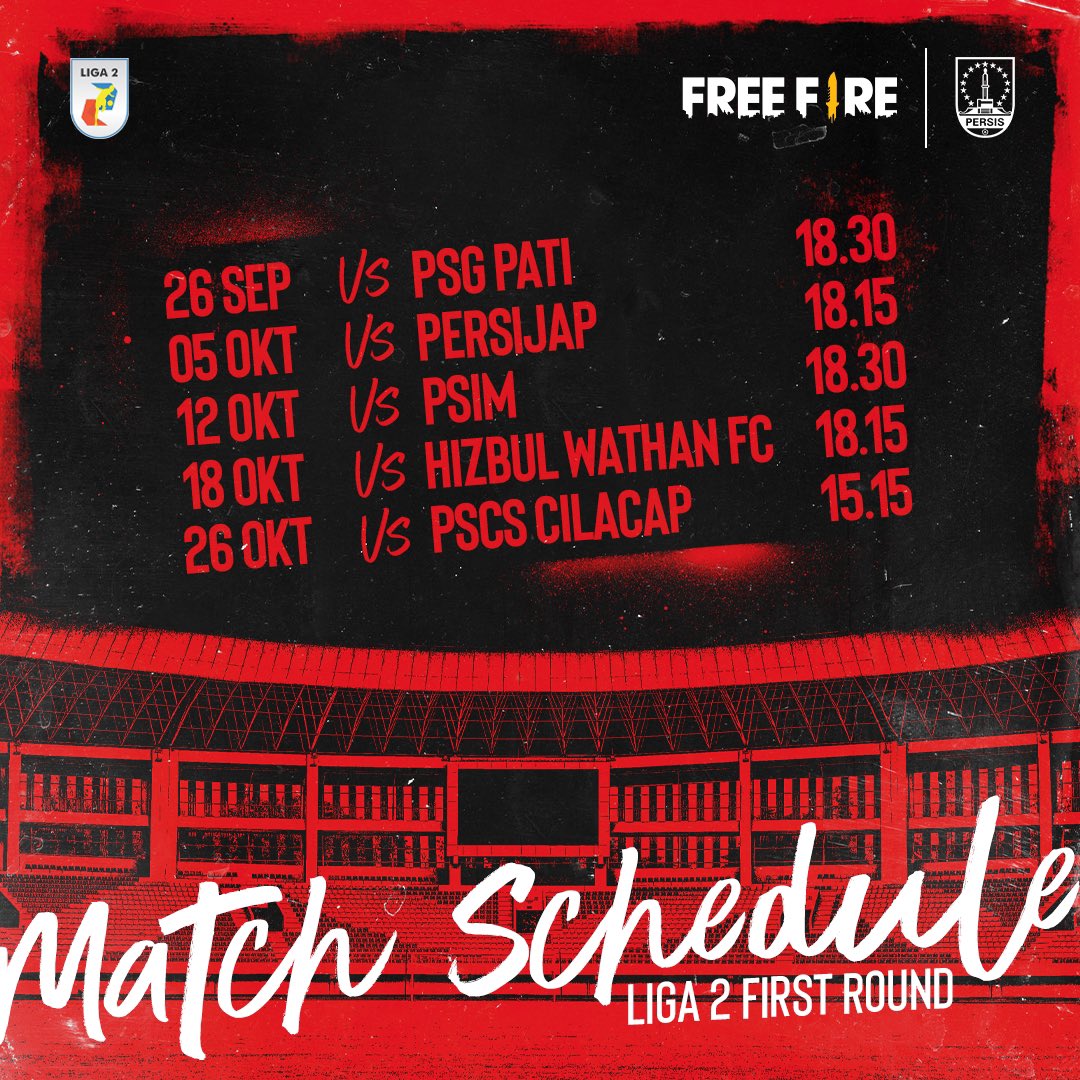 𝐓𝐡𝐢𝐬 𝐢𝐬 𝐨𝐮𝐫 𝐡𝐨𝐦𝐞! 🔴🏟

Pembagian grup dan jadwal pertandingan Laskar Sambernyawa pada seri pertama Liga 2 2021/2022. 

Berikan dukunganmu untuk penggawa dengan tetap #KawalDariRumah.

#FreeFirexPERSISSolo
#SumusupingRasaJati
#LaskarSambernyawa
