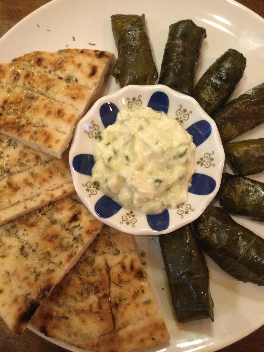 Qupi_Cafe's tweet photo. Fancy #Greek for lunch? It doesn't get Greeker than our Dolmadakia plate, with zesty dolmades, toasted pita and #vegan tzatziki. If life is but a shadow of reality on the wall of a cave, then this is the best shadow. 
Oh wait, it's Dolmadakia *plate*, not Dolmadakia Plato https://t.co/VpUCaPRYFt