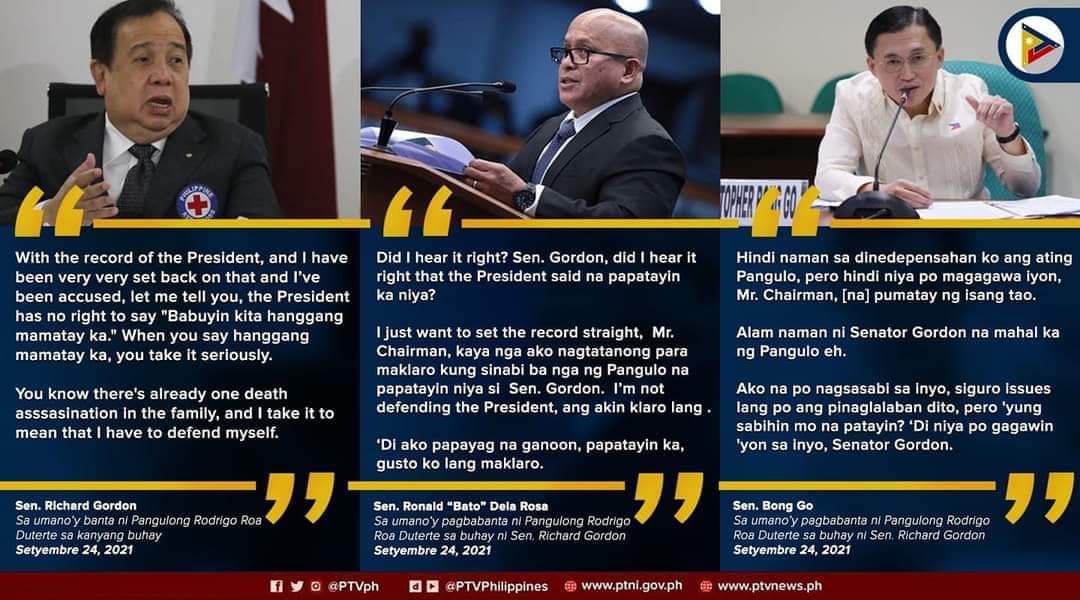 AlfredoGenom's tweet photo. Ano ba yan Dick. Kakalabanin mo si PRRD, sinabihan mo na mahilig siyang mag "kill kill kill," tas takot kang mamatay. You resort to gaslighting now? Dick move.

Yet you belong in a Senate that downplayed the death threats being received by your resource person. https://t.co/RnaedoYVwj