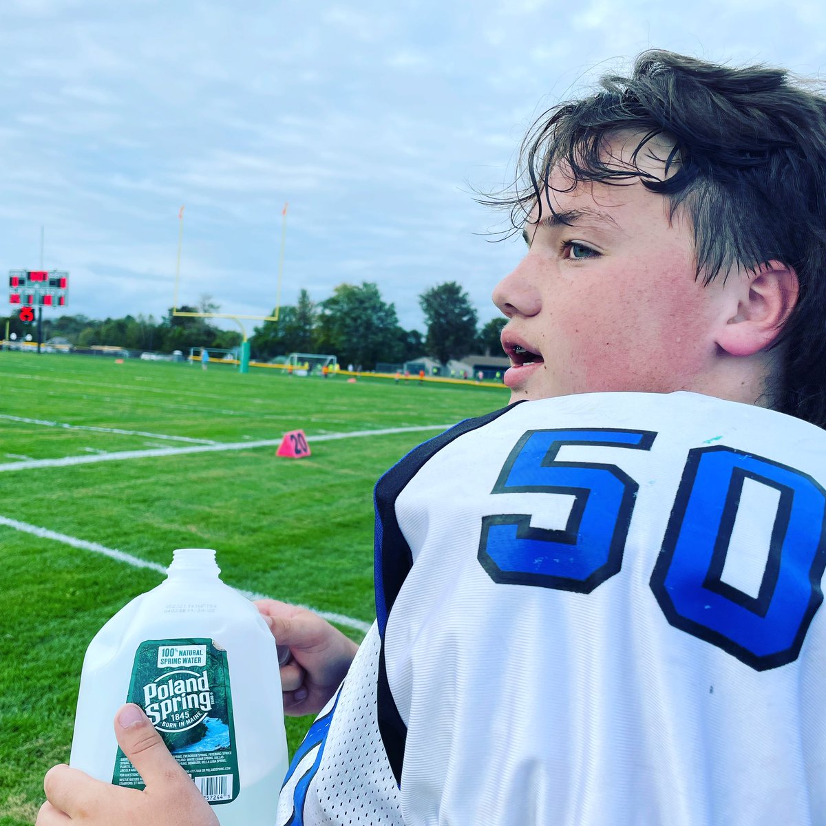 BlaisGabby's tweet photo. #50 with a safety! Got us back in the game and they won!! 💙😈💪🏼 #lewistonbluedevils https://t.co/nGRK9PHlFh