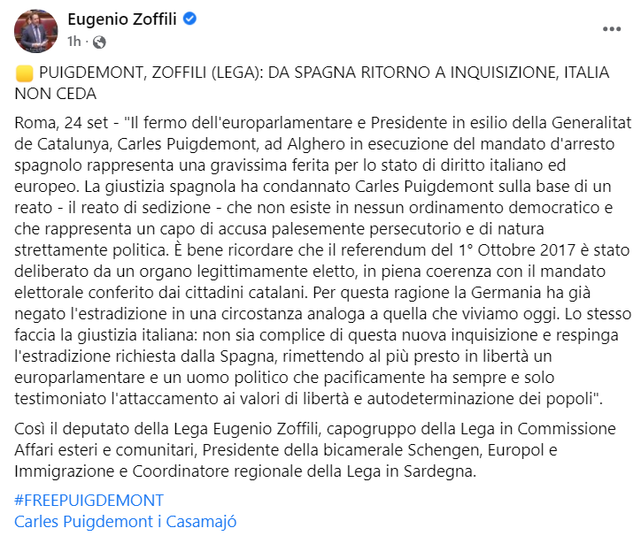 dpinna's tweet photo. Il comunicato di solidarietà del coordinatore della Lega in Sardegna, Eugenio Zoffili https://t.co/cadY4HXiPs