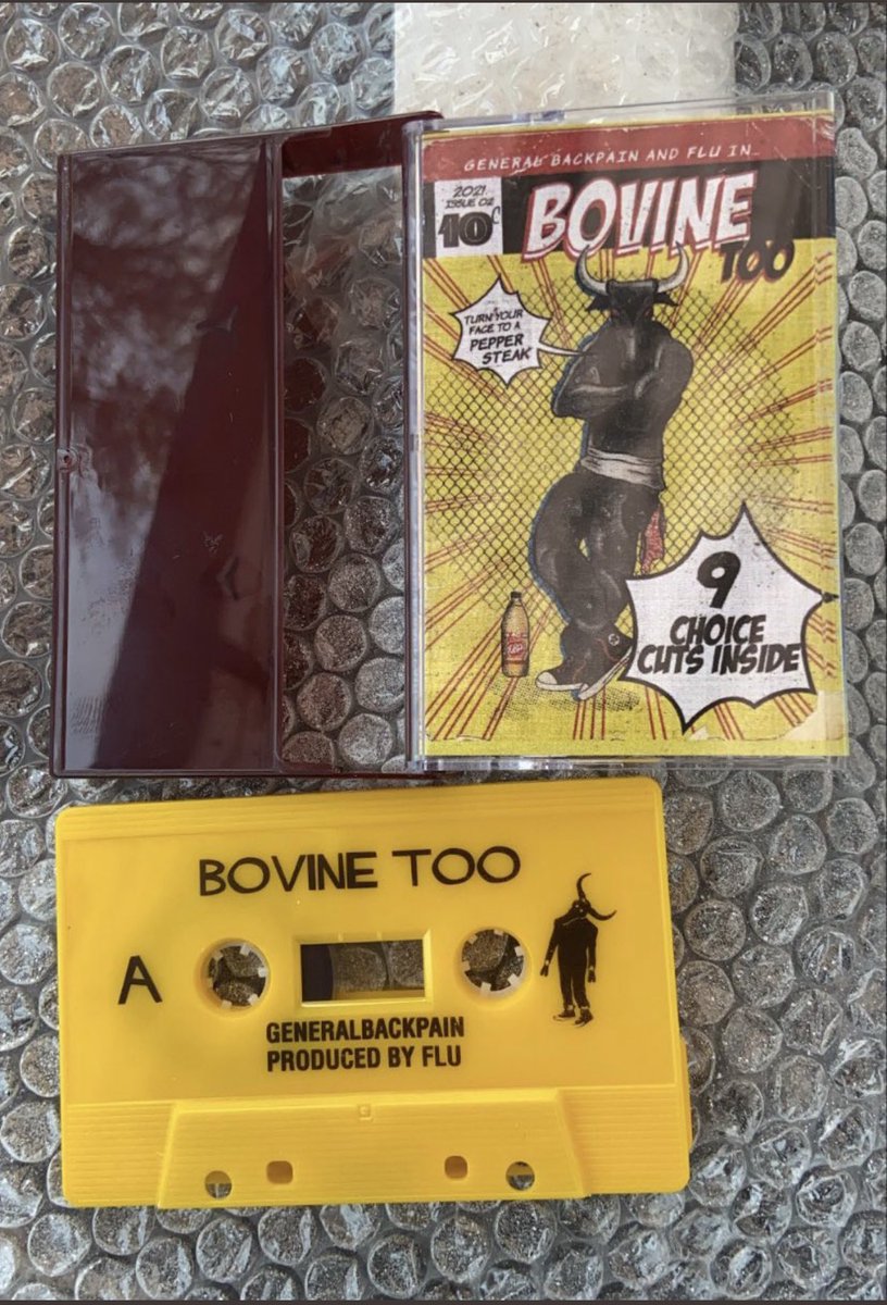 generalbackpain's tweet photo. Merch game stay flourishing! Bovine Too cassette now avalible. Hit @FLUDUST for direct purchase. #inglewood #Melbourne #generalbackpain #flu #bovinetoo #hometeam #thaempire https://t.co/HGL8wFoLO6
