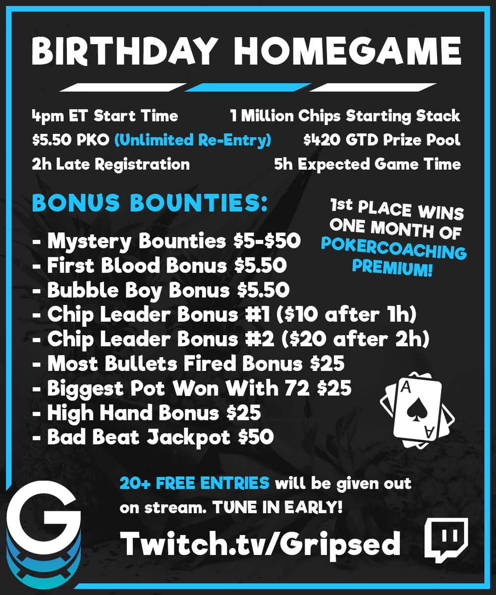 Gripsed's tweet photo. This Sunday is my 36th Birthday,and I'm Excited to Celebrate it with all My Favorite People! @TwitchPoker 

🥳Join The Party👉https://t.co/XCPYgc3ZtE🎉

Sunday Schedule
1pm - Marbles For 25x Homegame Seats
4pm - Most Epic Homegame of All Time
9pm - 200k $CSC Grand Prix ($600 USD) https://t.co/6KH4Cu001G