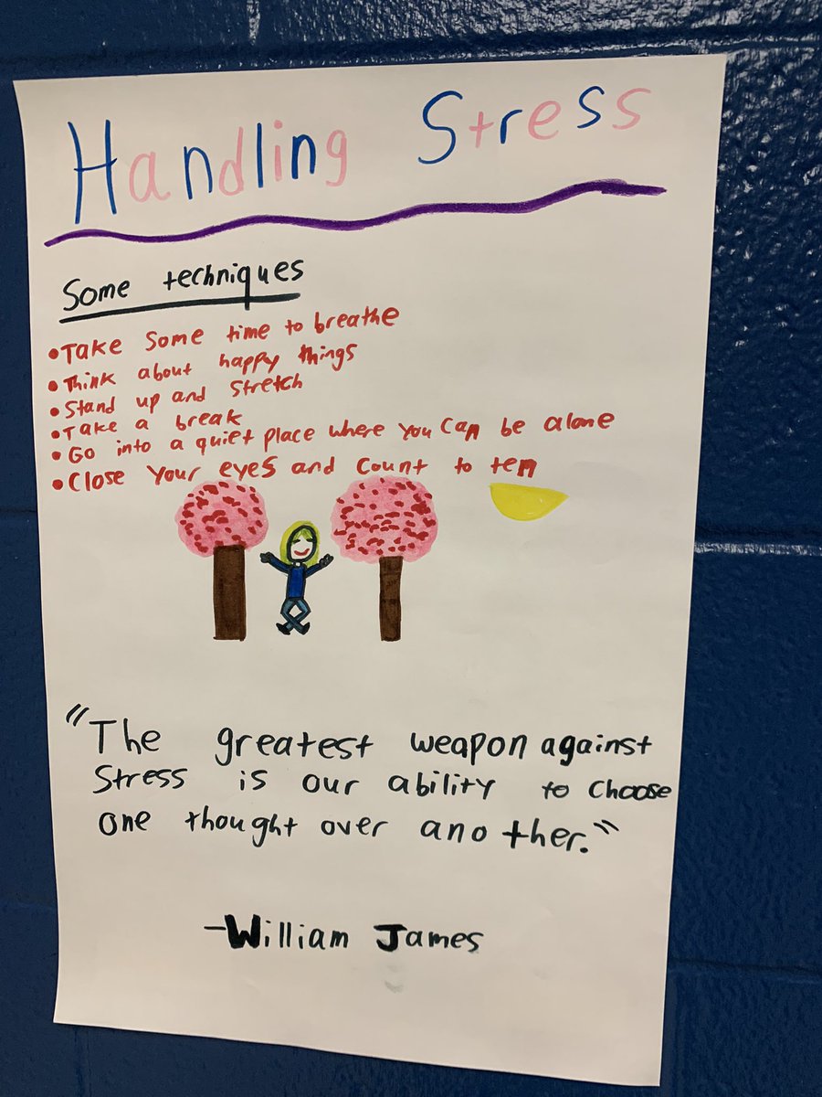 TinaOrleyGL's tweet photo. Thank you GLMS student for this incredible piece of advice!  Having techniques are important and more importantly having a “weapon” to fight against stress is the key! Stress steals joy.  #glcsMS https://t.co/MYpk4yHmcD