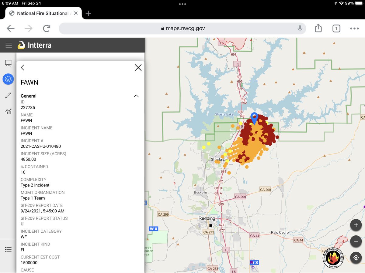 RSFireNerd's tweet photo. π₯ The #FawnFire in #ShastaCounty, California is estimated to be 4,850 acres and 10% contained.
Link: https://t.co/o0CHqktKbq
#Wildfire #WildlandFire #FireYear2021 #CAfire #CAwx
#RemoteSensing #MODIS #VIIRS
#EnterpriseGeospatialPortal (powered by #Intterra) https://t.co/tvByFkXMWB