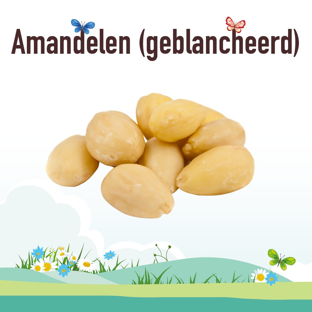 Amandelen leveren ijzer, vitamine E en B-vitamines. Het zijn volwaardige vleesvervangers en bevatten veel (onverzadigd) vet. #weetjes