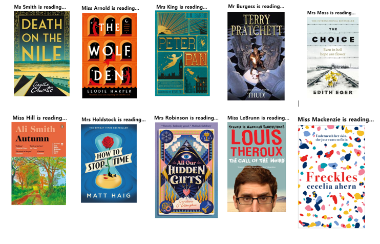 HEnglishdept's tweet photo. It's #FictionFriday again! What have you been #reading? Have you #discovered anything new? Do you have a #recommendation to share with us? Have a look at what our staff members have picked up this week! #readingforpleasure ⭐️📚⭐️ https://t.co/FCxy41RZ8u