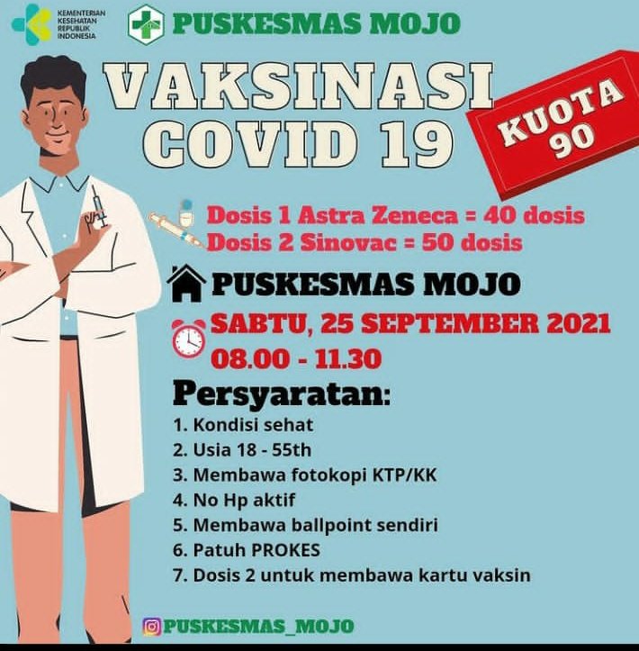 Desaku_Mojo's tweet photo. Vaksin Lindungi Kesehatan, @Puskesmas_Mojo gelar vaksinasi Covid 19
#PeduliLindungi https://t.co/dZaeRhkRNZ