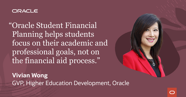 amogannam's tweet photo. Learn why @Oracle GVP of #higherEd @zen_girl sees Oracle Student Financial Planning as not just a game-changer, but a life-changing #financialaid solution. https://t.co/Nxzmt2obLV https://t.co/2D7CEqdErJ