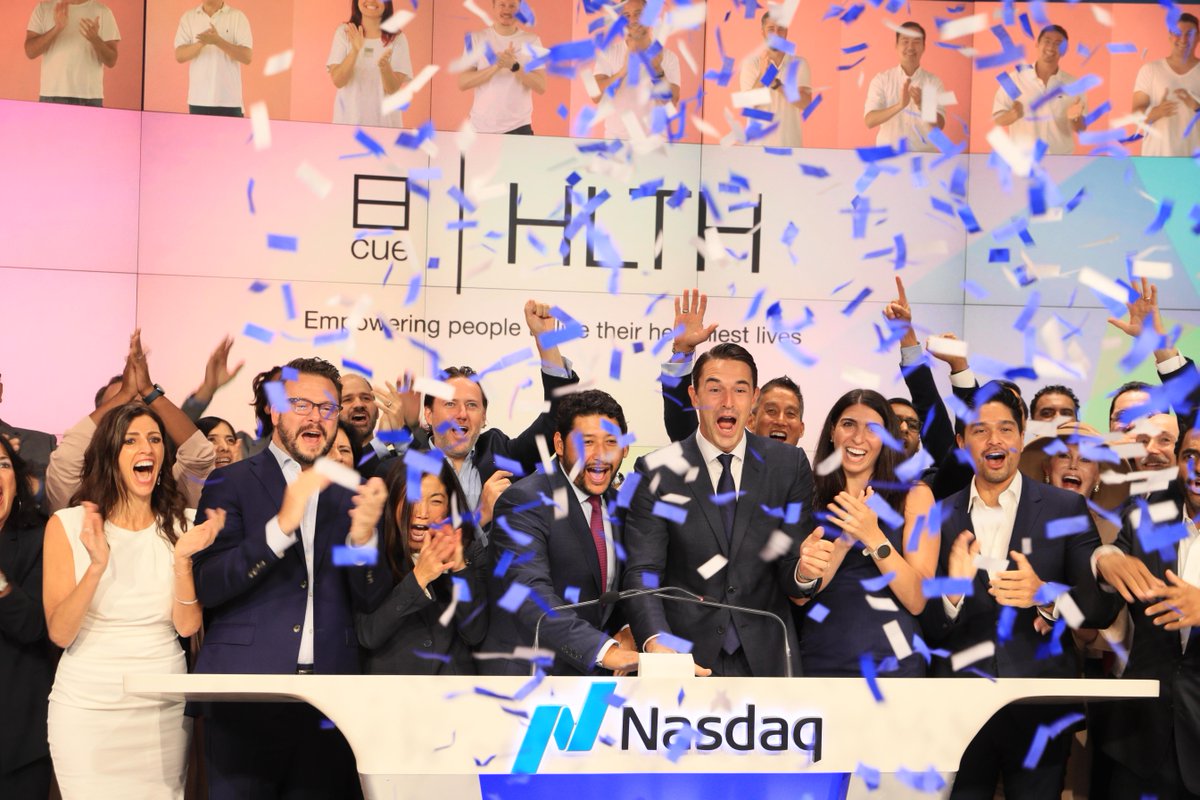 NasdaqExchange's tweet photo. Meet the intersection of technology and healthcare. 👋

@CueHealth is a health technology company helping to power the digital transformation of healthcare, empowering people to live their healthiest lives. 🙌

Thanks $HLTH for joining us for the @Nasdaq Opening Bell! https://t.co/r5vlRbN83D