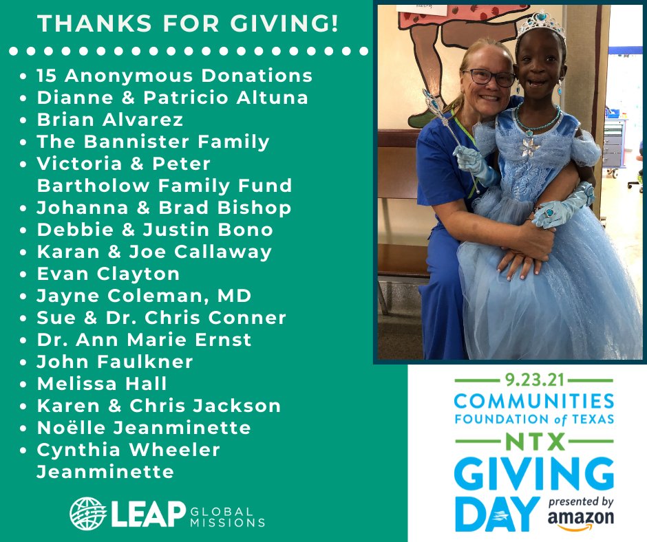 LEAPMissions's tweet photo. Wow, we are so blessed to have such amazing donors! Together on #NTXGivingDay, you surpassed our 30th anniversary goal with 43 donations, totaling $28,130.  Thank you so much! https://t.co/yFQo7LLpyM