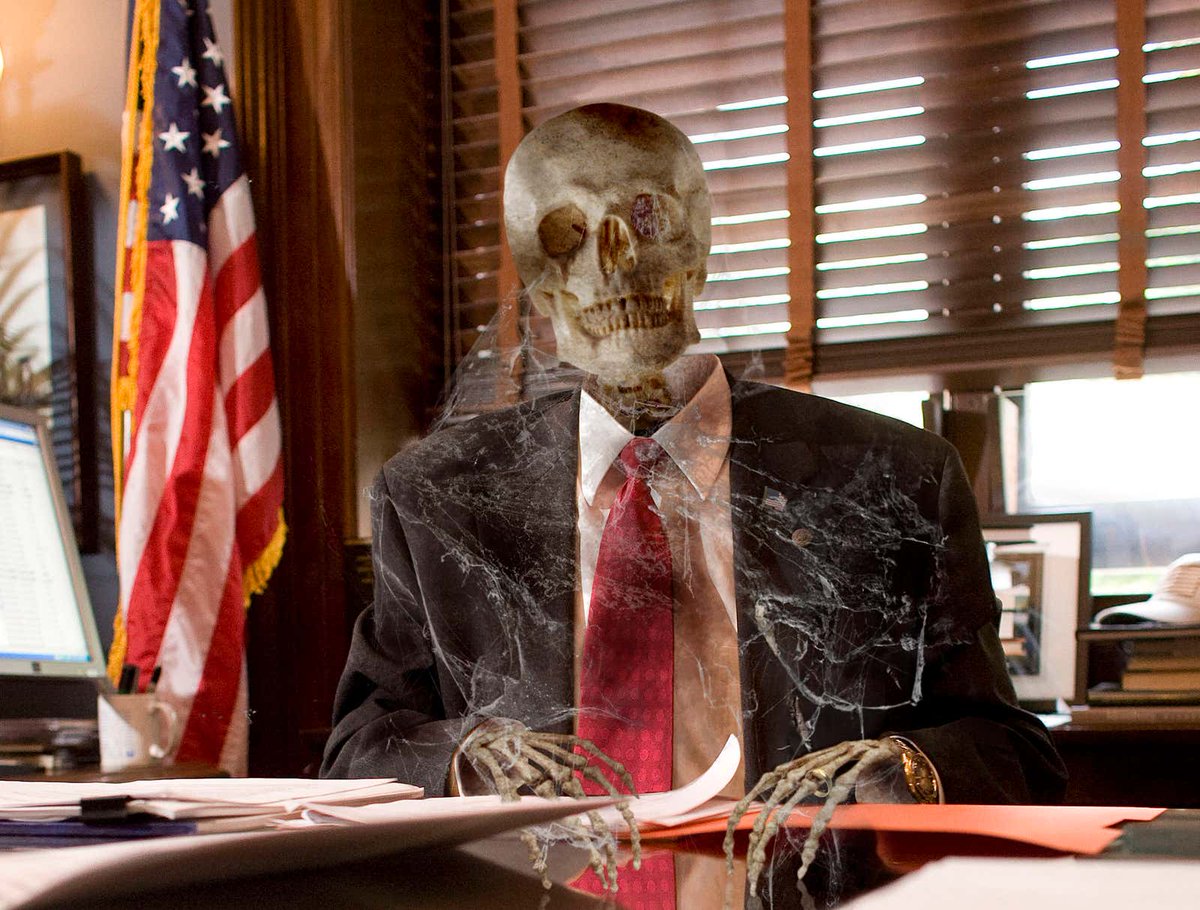 TheOnion's tweet photo. Cobweb-Covered Skeleton Gripping Senate Desk Expected To Seek 15th Term https://t.co/VQ9f3LKGxP https://t.co/vlxe39LEUk