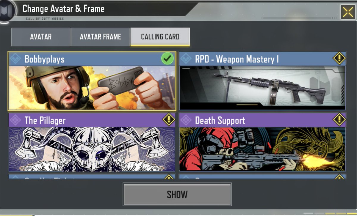 RealBobbyPlays's tweet image. Can't thank @PlayCODMobile enough for giving me my own calling card in game

I have a few to give away, I'll be giving 2 to random people who:
Like + Retweet
Follow me