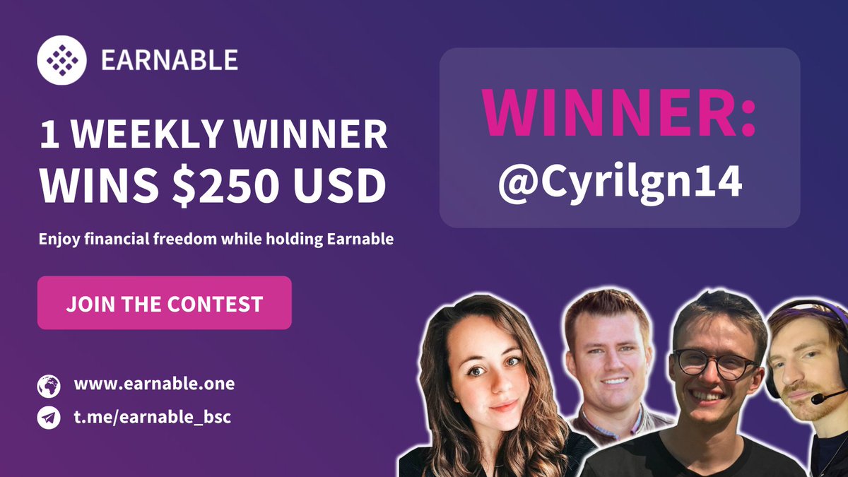 StratDEFI's tweet photo. OUR NEW WINNER = PICKED! 🔥

Congratulations @Cyrilgn14 on winning this weekly contest! Send us a DM to collect your prize of $250! 🚀

This was our last weekly contest on Gleam. Our new giveaways will be in a new format, stay tuned!

#earnable #earnablearmy #earn #bnb https://t.co/yJDraI6eUe