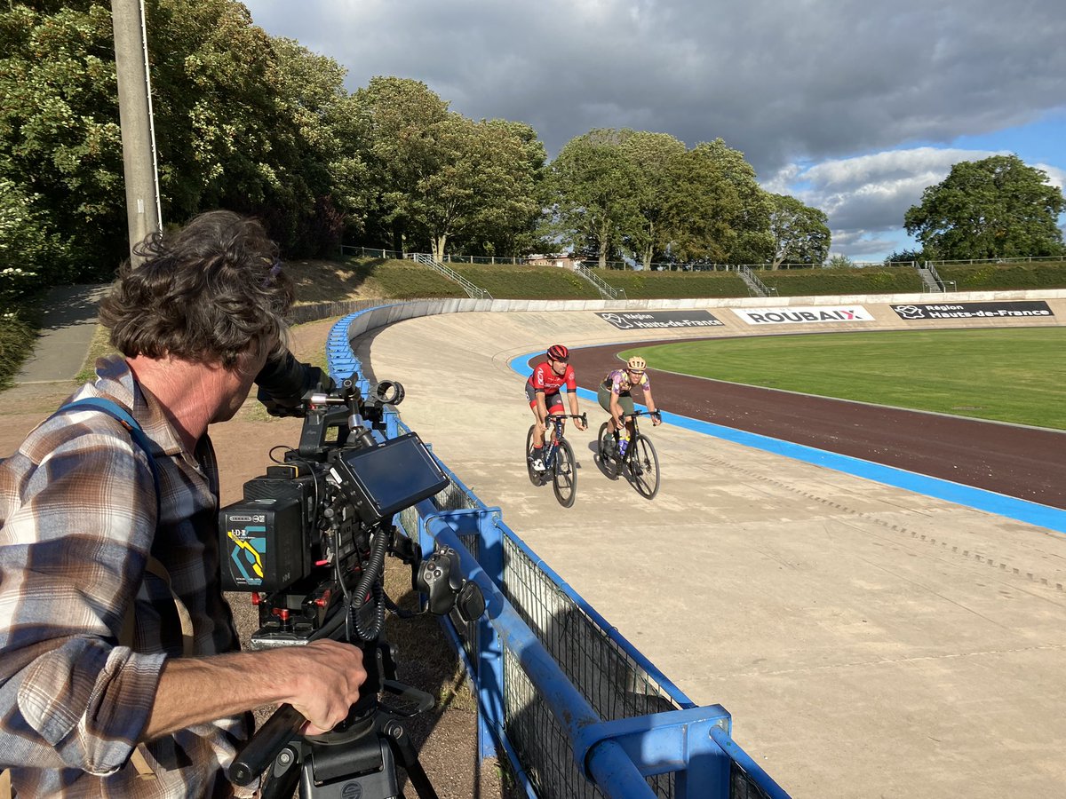 WatertowerTVPro's tweet photo. 1st Paris-Roubaix for women. Shooting preview for @eurosport with Bernie Eisel and Iris Slappendel. @WatertowerTVPro https://t.co/85Gj5ed4YL