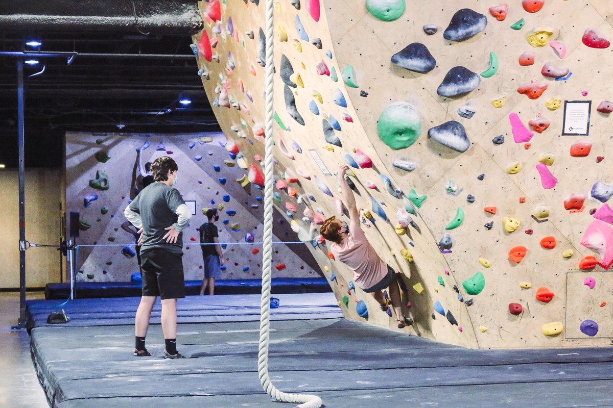 BaseCampReno's tweet photo. Wave wall is getting reset today! This wall has everything from V1 to V10. There's something for everyone! 🧗‍♂️ #BaseCampReno #Routesetting https://t.co/No9w6NDyp6
