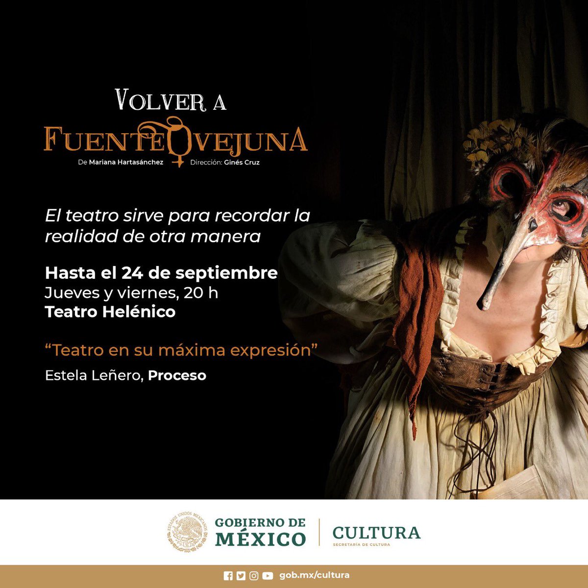 HOY TERMINAMOS TEMPORADA 

#VolverAFuenteovejuna 
Con <a href="/EmDib/">Emma Dib</a> y Gabriela Betancourt 

8pm <a href="/Helenico/">Centro Cultural Helénico</a> 

‼️#NoTeLaPierdas‼️#Rt
#NosVamos #FelizViernes