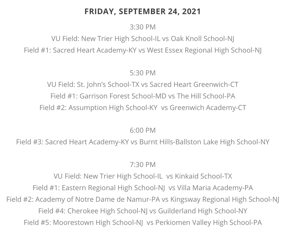 IT'S GAME DAY!! The 2021 MAX Field Hockey High School National Invitational kicks off at 3:30pm and features these 11 match-ups! We will be posting scores/updates here &amp; on MAXFieldHockey.com. Best of luck to all of the teams!