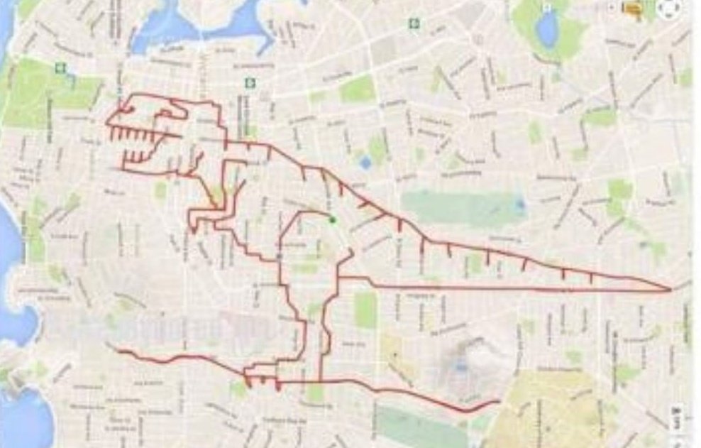 codinglively's tweet image. If you're having a bad day, please remember that a man from canada known as Bichelangelo uses a GPS tracker of his bike rides to draw pictures