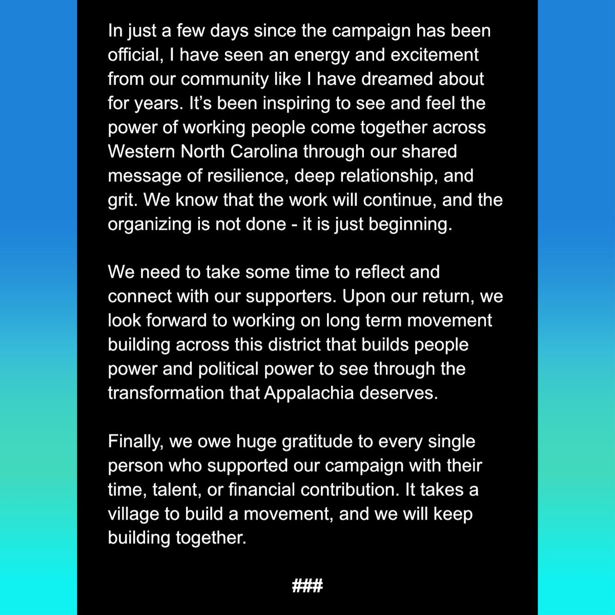 It takes a village to build a movement, and we will keep building together. #NC11