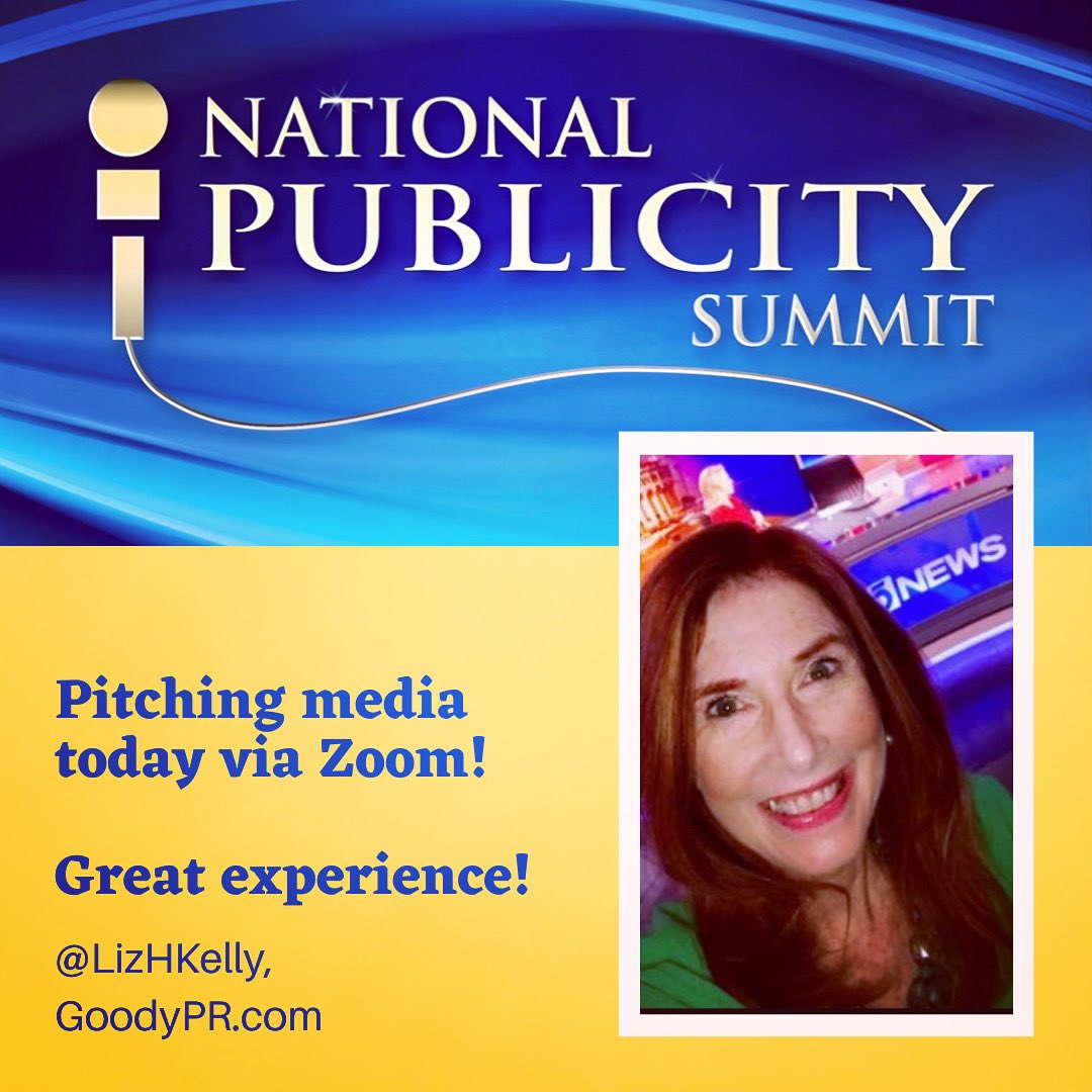 lizhkelly's tweet image. Grateful to be pitching our #GoodyPR clients to Tv, print, radio &amp;amp; podcast reporters this week via Zoom at the #NationalPublicitySummit. #PublicRelationsTips #8SecondPR @8SecondPR #8SecondBranding