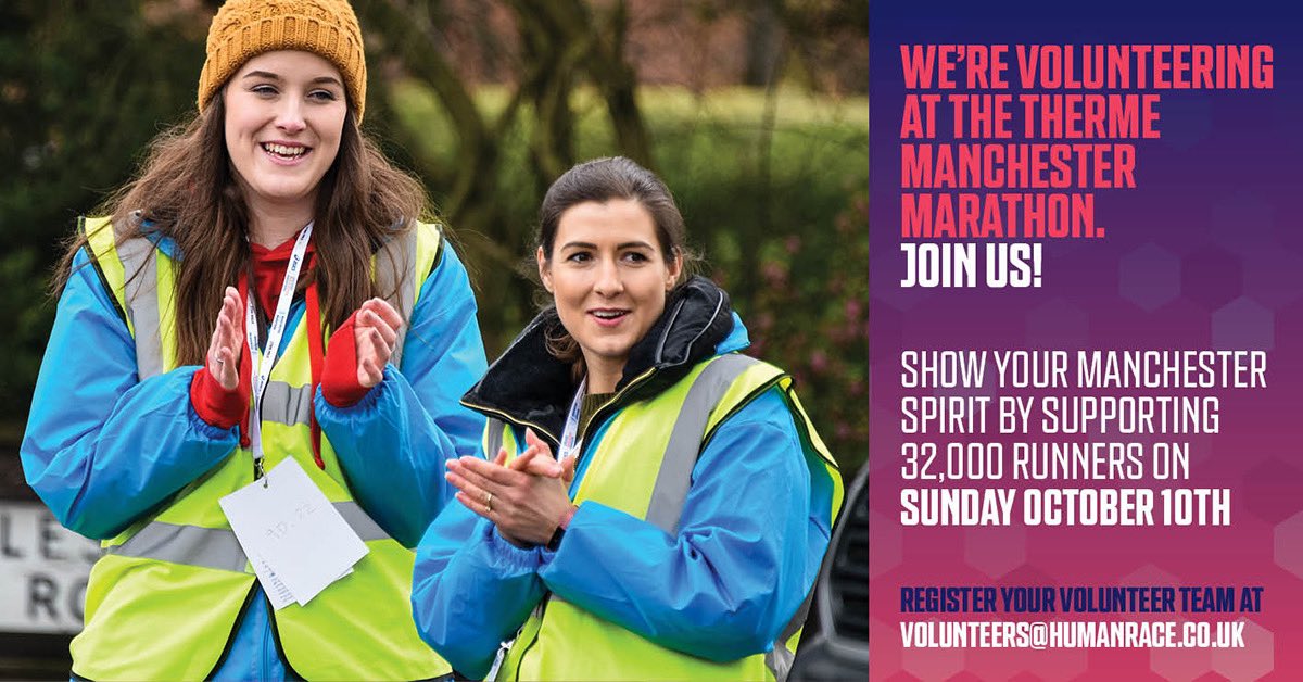 RDPRtweets's tweet photo. #proud to be sending a team of volunteers to support the #ManchesterMarathon on Sun Oct 10th! 

Why not show some #Manchester spirit &amp; support a major #wellbeing event for the city?
Register your #volunteers by emailing volunteers@humanrace.co.uk  
@Marathon_Mcr @HumanRaceEvents https://t.co/NY1Uf6Ds7S